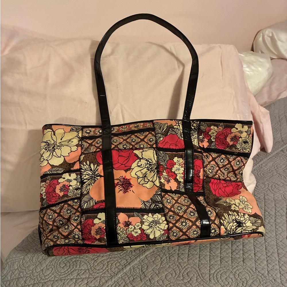 Vera Bradley Floral Patchwork Hobo Bag - Red, Black, Cream
